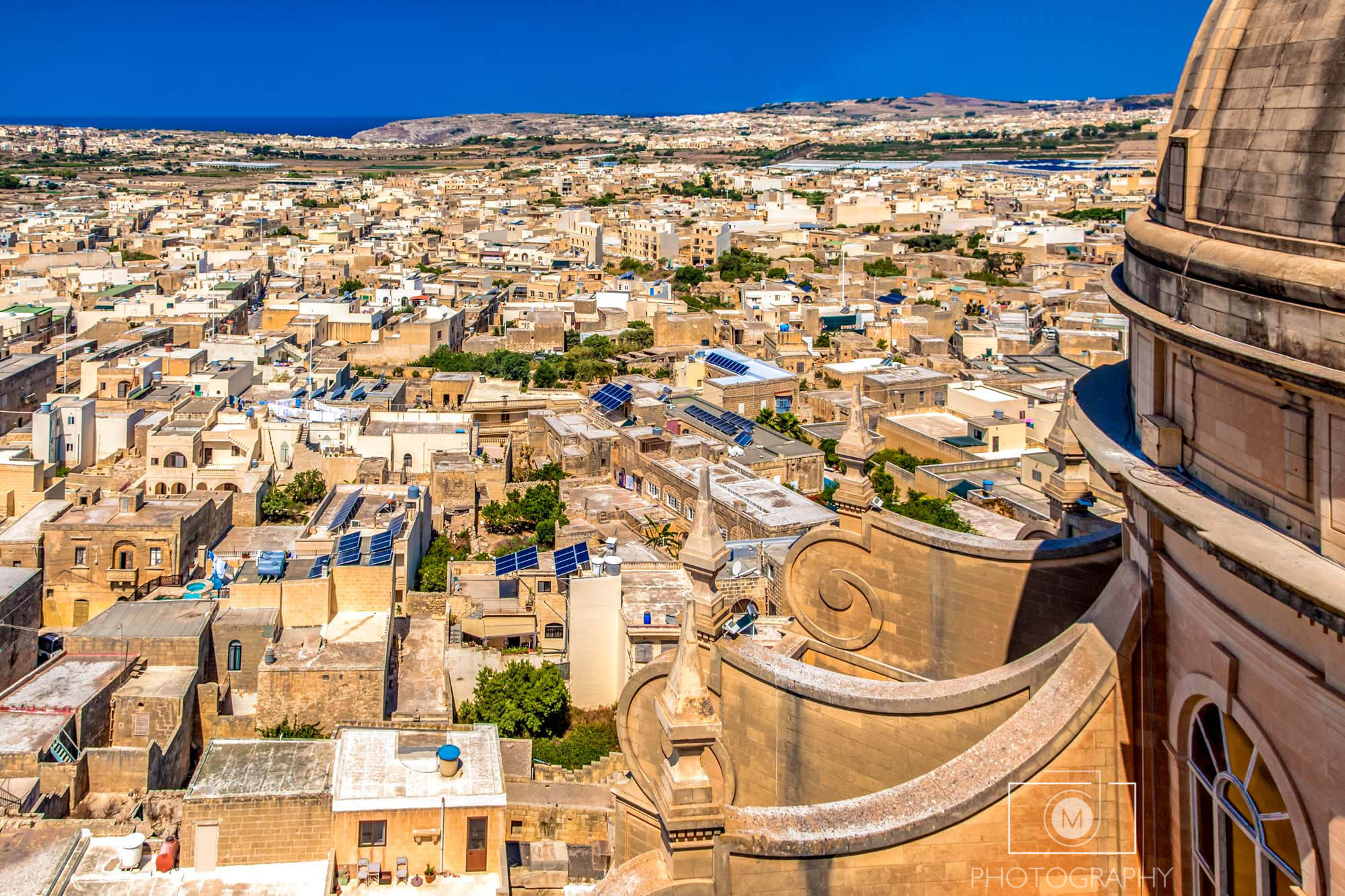 Výhľad z Rotundy v meste Xewkija na ostrove Gozo