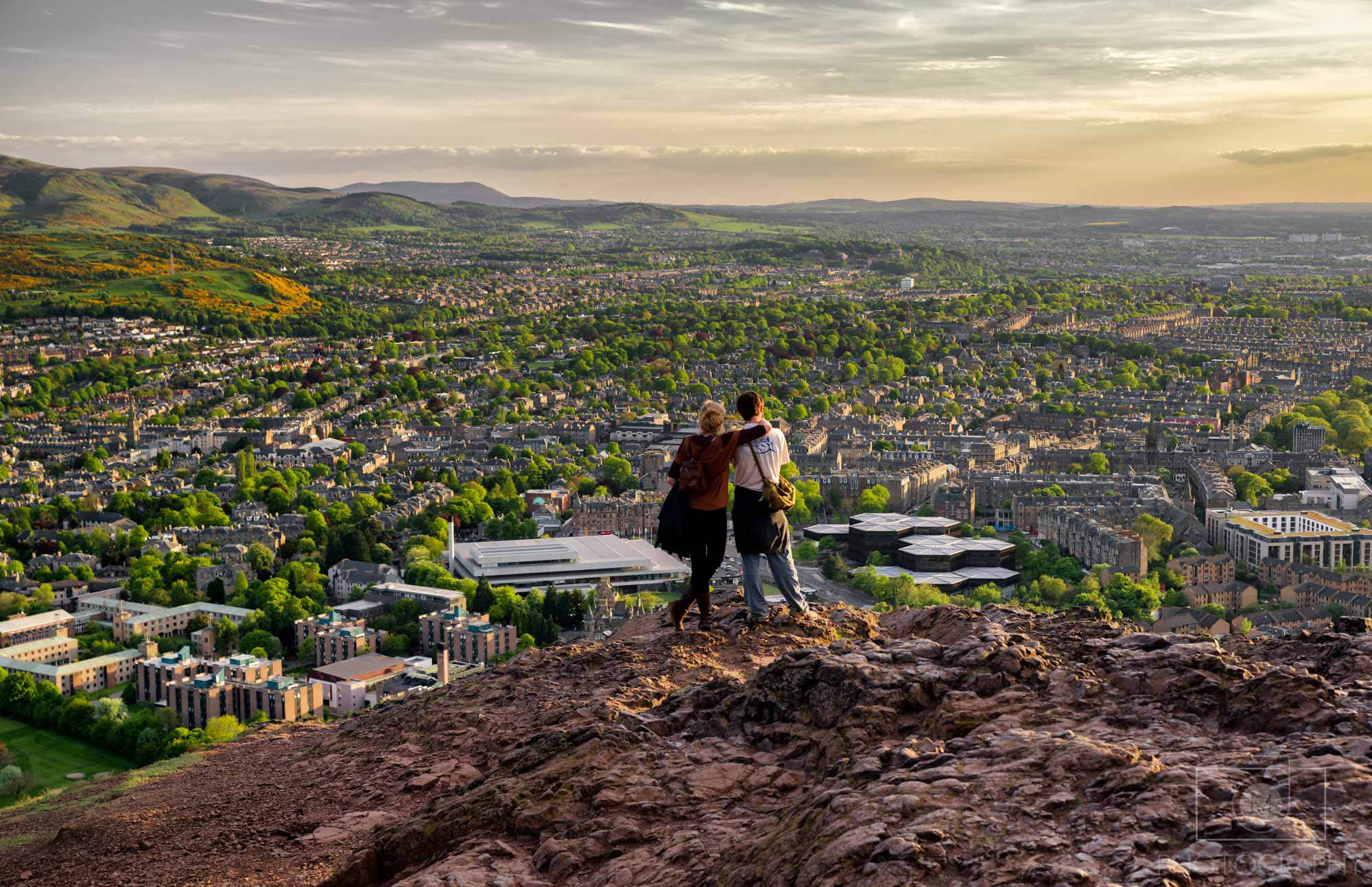 Výhľad z Arthur hill na Edinburgh, Škótsko