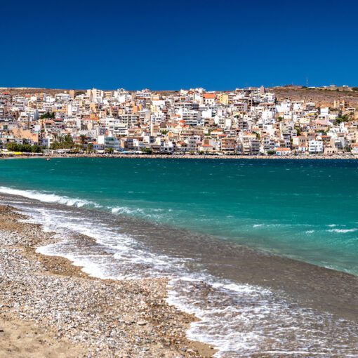 Mesto Sitia – tyrkysové more a pobrežná panoráma východnej Kréty