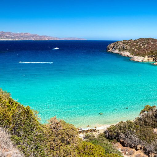 Voulisma Beach – tyrkysová lagúna v zálive Mirabello na Kréte