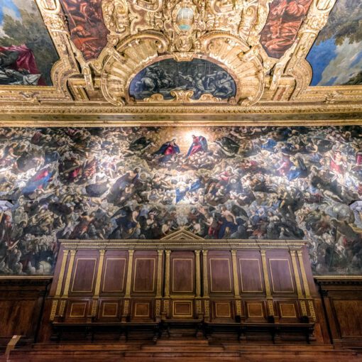 Najväčšia olejová maľba na svete od Tintoretta v Dóžovom paláci v Benátkach